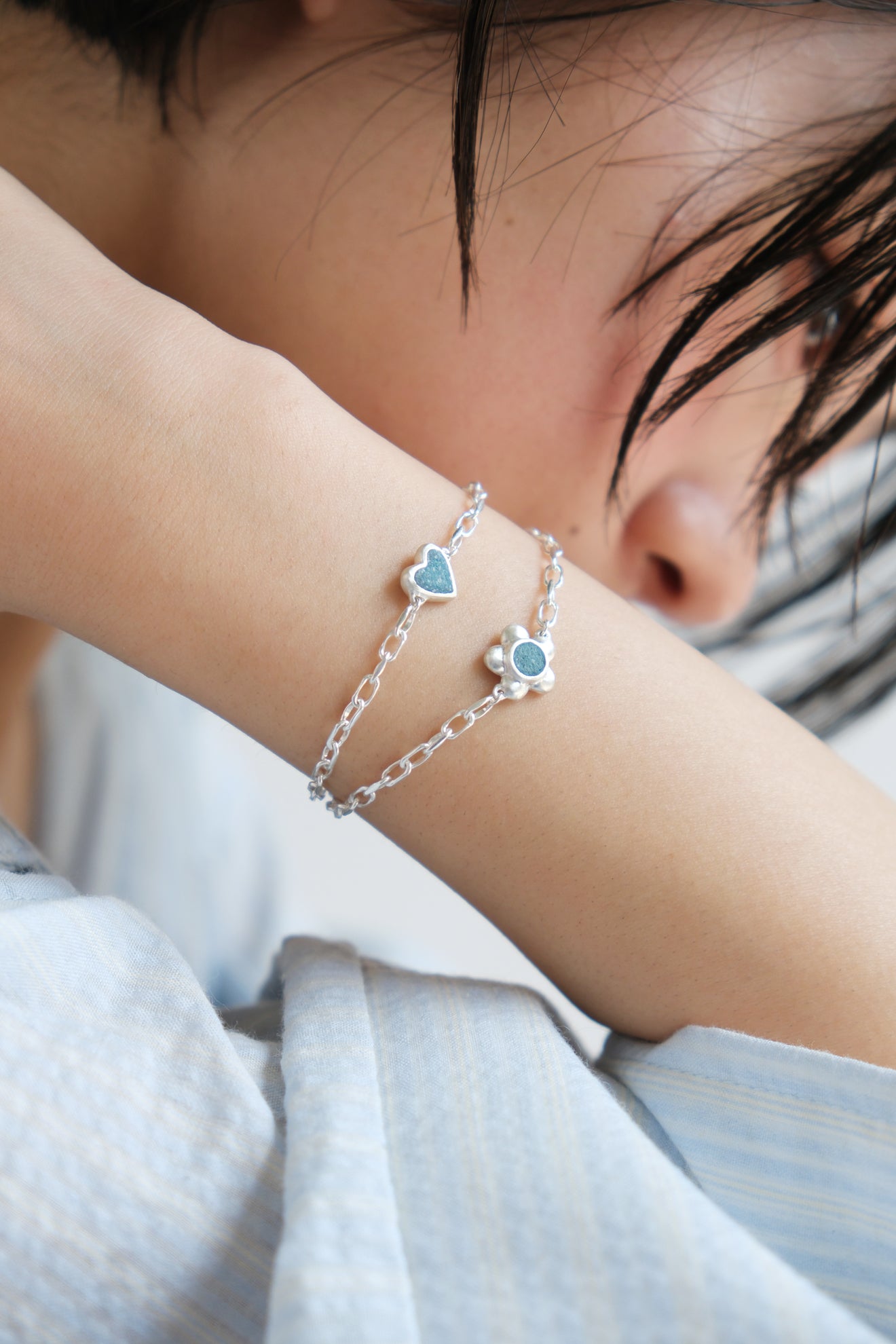 fragrance bracelet / flower (Blue Green)