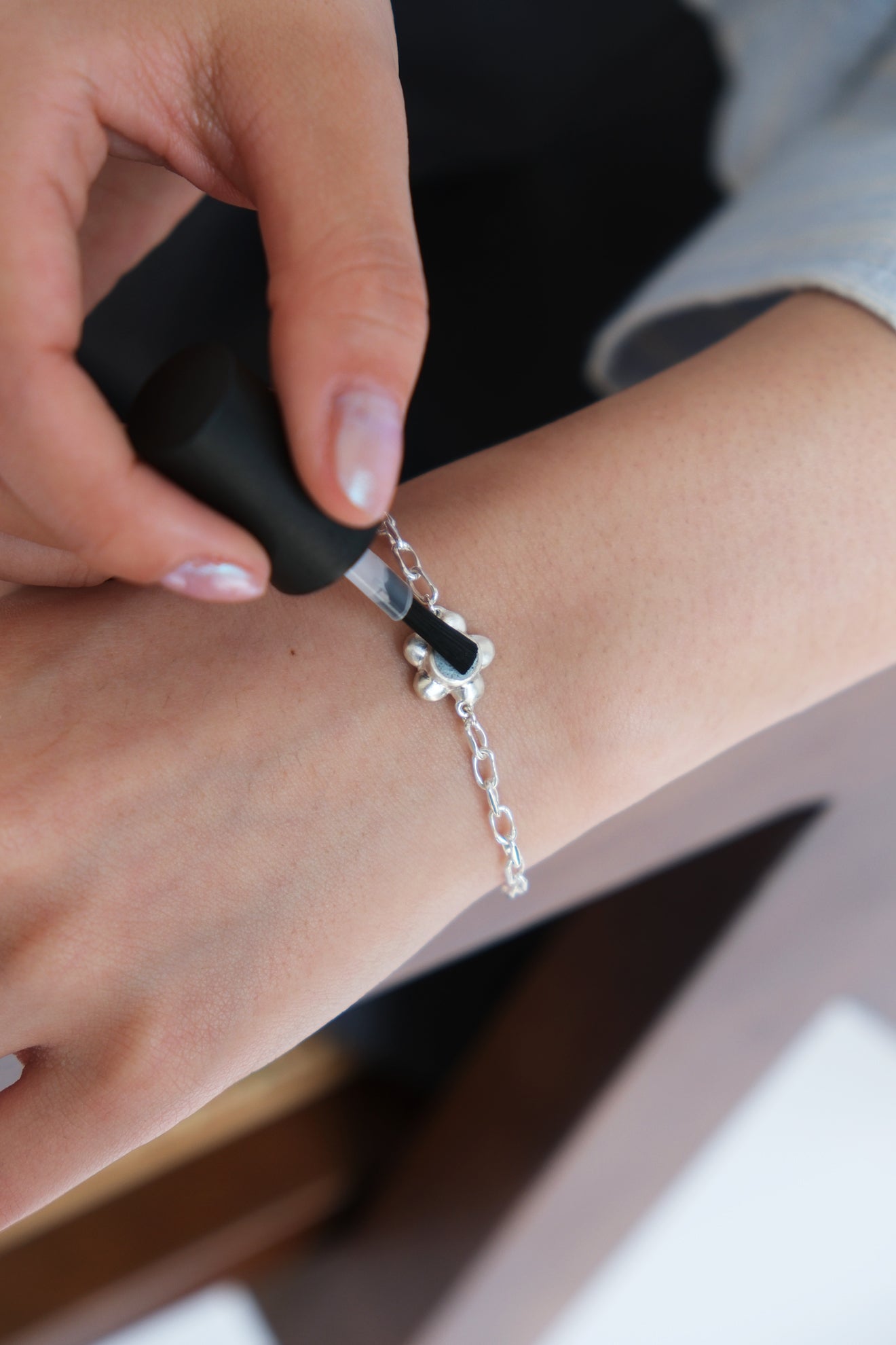 fragrance bracelet / flower (blue green)