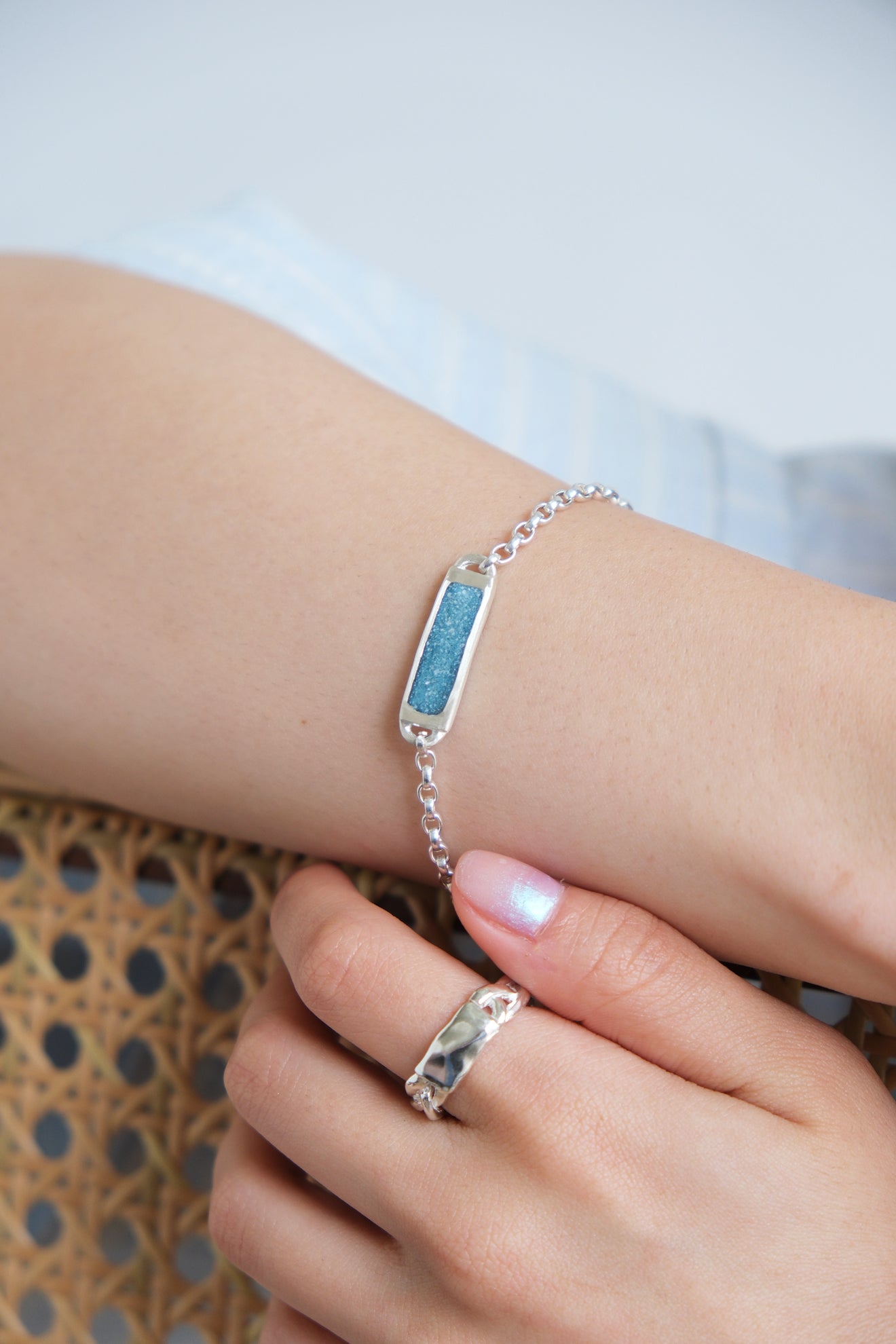 fragrance bracelet / square (Blue Green)