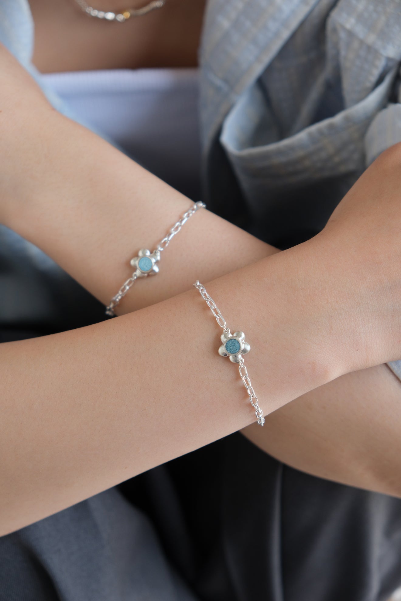fragrance bracelet / flower (blue green)