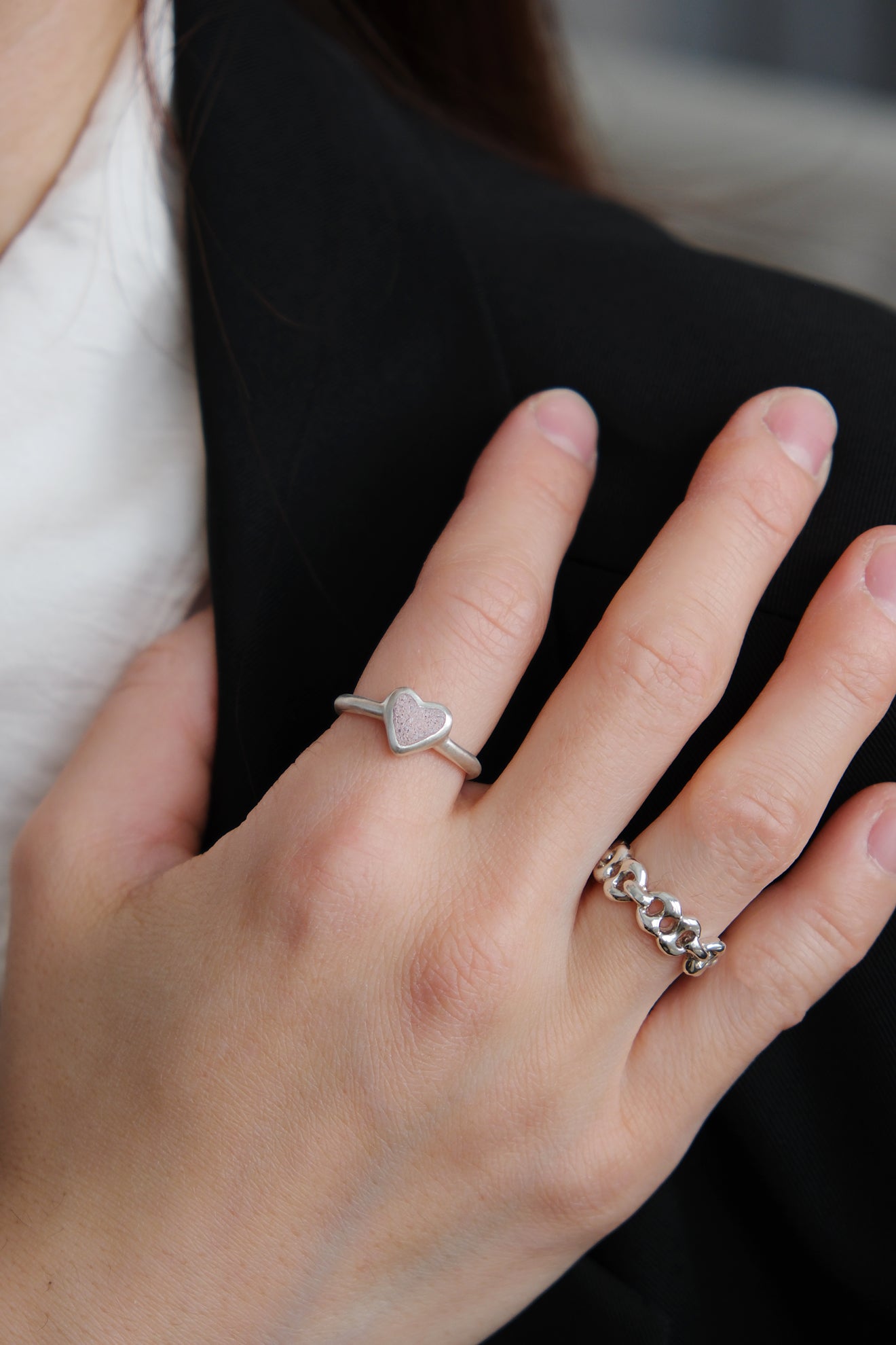 fragrance ring / tiny heart (Sand pink)